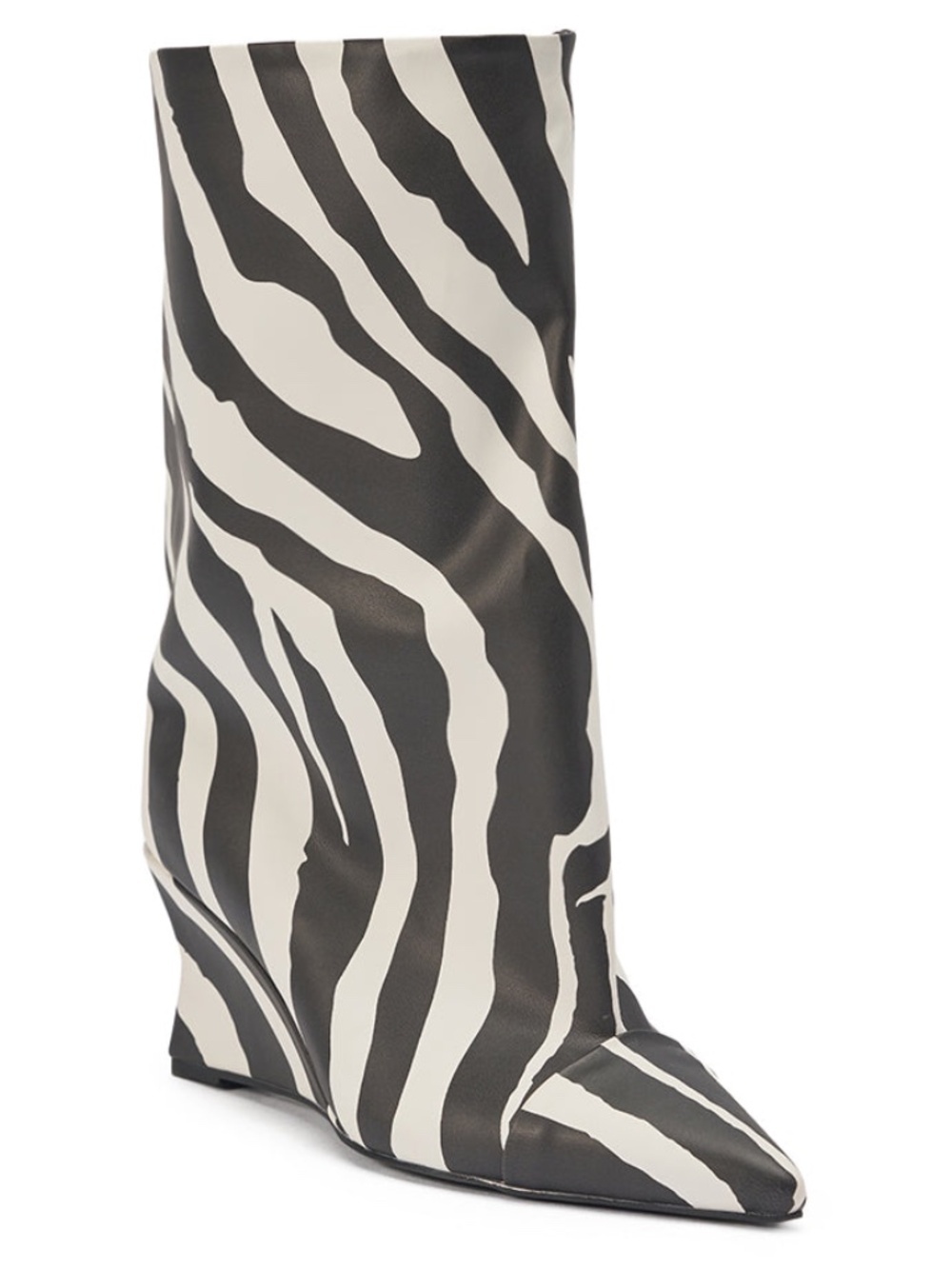 AZALEA WANG VINCI ZEBRA PRINT WEDGE BOOTIE
